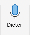 Le bouton Dicter et son ic&ocirc;ne microphone dans le ruban de Microsoft Word